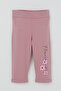 Girl's Capri Tights Set with Embossed Floral Print, Ages 2-6, Powder - 3