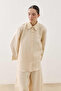Multi-Button Striped Textured Shirt Ecru - 3
