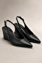 Women's Black Wedge Heel Stiletto 8.5 cm Comfortable Full Mold. - 5