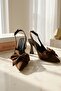 Milka Brown Matte Satin (8 cm Heel) Pointed Toe Daily Use Heeled Shoes - 5