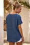 Dark Blue Pool Collar Low Sleeve Washable Dirty Stitched Casual Cotton Long Back Woven Blouse 60 60 - 6