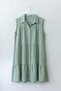 Mint Shirt Collar Sleeveless Buttoned Skirt Ruffle Casual Muslin Woven Dress 105 65 - 2