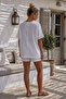 White Pool Collar Low Sleeve Skirt and Mesh Flower Applique on the Sleeve End Casual Woven Blouse 68 68 - 8