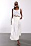 White Belted Linen Blend Trousers 51405 - 3