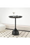 Matte Black Wrought Iron Side Table Waterdrop Weighted Base Round Tray Top End Table 40×60cm Anti-Slip Raised Edge Sofa Side Table For Living Room Bedroom Majlis Home Decor - 6