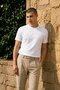 Men's Casual Straight White Stretchable T-Shirt - 3