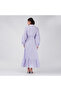 Cream-Beige Solid Tiered Belted Maxi Shirt Dress - 2