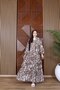 Paisley Patterned Buttoned Layered Dress Brown