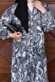 Paisley Patterned Buttoned Layered Dress Anthracite - 2