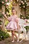 Girl's Evening Dress Powder Satin Layered Fluffy Princess Flounce Evening Dress 5-10 Years Old
