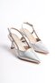 Women's Open-Back Heeled Shoes 3112 Lame