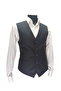 Men's V-Neck Vest Navy Blue Checked 54113 - 4