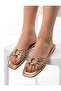 Women's Thin Heeled Jurdan Sole Cross-Strapped Slippers-Gold