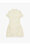 Mini Short Sleeve High Neck Floral Flared Dress - 4
