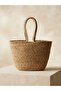 Women's 2-Piece Set: Beige Medium Size Straw Bag and Medium Size Straw Wallet - 2