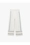 Cotton Ethnic Motif Detailed Embroidered Lace Straight Wide Leg Trousers - 4