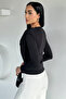 Black Women's Shawl Collar Lycra Blouse - 4