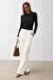 White High Waist Linen Wide Leg Trousers Mg2718 - 2