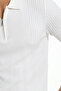 Men's Regular Striped White Short Sleeve Polo Collar t Shirt - 6