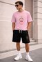 Unisex Oversize T-Shirt Shorts Set Printed Summer Casual Sports Combination Two-Piece Set Comfortable Fit Cotton Ring Balance Printed