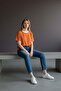 Women's Crew Neck Orange T-Shirt - 7943 - 4