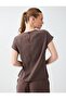 Bitter Brown Round Neck Modal Blouse with Tie Detail - 5