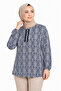 Women's Round Neck Patterned Combed Cotton Blouse for Middle-Aged Mothers 6548 - 2