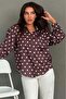 Brown Polka Dot Satin Women's Shirt Mg2869 - 2