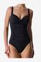 Women Shirred Black Swimsuit - 2
