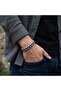 Barley Hematite Natural Stone Double Row Braided Steel Lock Men's Bracelet - 21 cm - 2