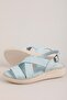 Genuine Leather Comfort Sole Comfortable Daily Sandals Imk.2101 Baby Blue - 3