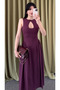 Plum Drop Collar Linen Textured Dress - 2Y2025133