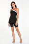 3059 Women's Black Shoulder Strap Detailed Tights Swimsuit - 2