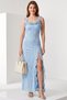 Baby Blue Lace Slit Detailed Dress - Stylish Dress with Ruffles and Open Back - 3