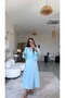 Baby Blue Tensel Premium Shirt Dress Set - 2