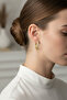 Three Row Stone Hoop Earrings in Yellow Tones |   Stylish and Modern Bijouterie Earrings - 2