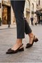 35150 Satin Bow Buckle Detailed 4 cm Heel Height Women's Shoes - 6