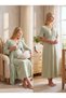 New Season Green Button Detailed Ribbed Design Short Sleeve 100% Cotton Maternity Nightgown Set of 2 - 4