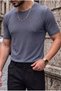 Men's Smoked Color Cycled Collar Ribbed Knitted Straight Line Regular Fit Short Sleeve T-Shirt - 3