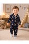 100% Cotton Long Sleeve Buttoned Teddy Bear Patterned Soft Textured Top and Bottom Unisex Baby Pajama Set for Girls and Boys - 2