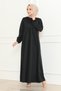 Front Gathered Comfortable Dress Black - 2