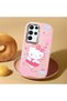 Samsung Galaxy S22 Ultra Compatible Case with Camera Protection Pink Silicone Couple Phone Case with Kitty Pattern - 2