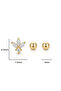 Minimal Lotus and Ball Earring Triple Set - 7