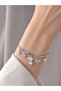 Silver Color Brass Cat Detailed Charm Women's Bracelet - 2