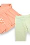 Baby Girl Floral Printed Orange Blouse with Green Capri Leggings 3-6-9-12-18-24 Months 2-Piece Top and Bottom Set - 6