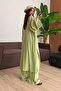 Premium Gofre Linen Long Kimono Wide Leg Pants 2-Piece Hijab Set - 3