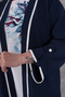 Plus Size Trendy and Stylish Two-Piece Set White Ribbed Tunic Floral Print Long Sleeve Women's Tunic - 3