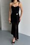 Lace Waist Belted Dress Black - 3