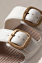 Evaclip Comfort Women's Double Buckle Thick Sole Women's White Camel Slippers - Double Layer Lightweight and O - 7
