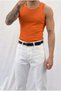 Men's Orange Colored Halter Collar Detailed Streetwear Tank Top - 3